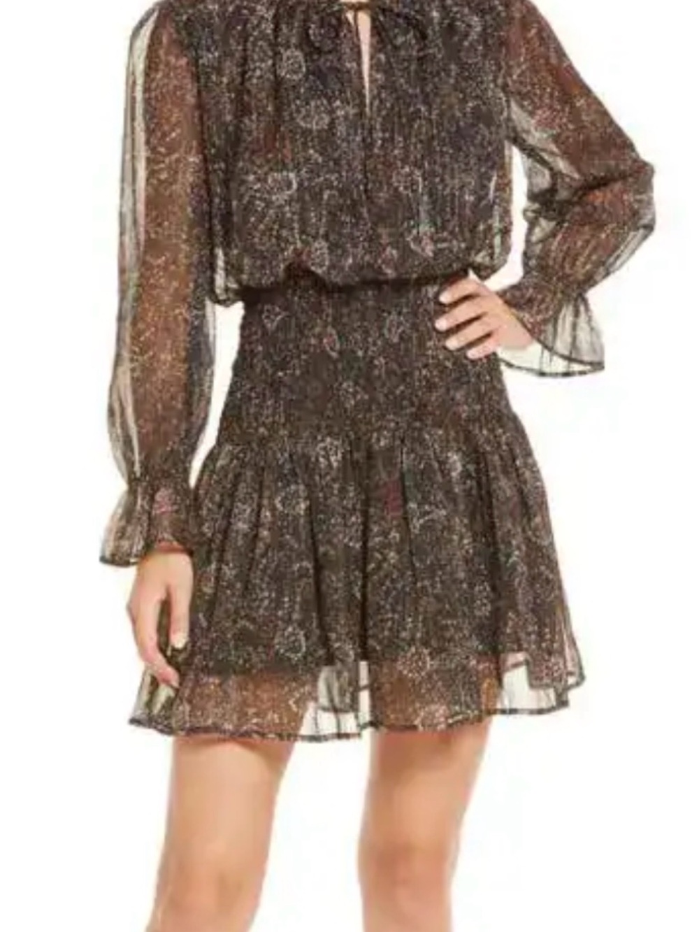 bishop + young black and brown floral mini dress